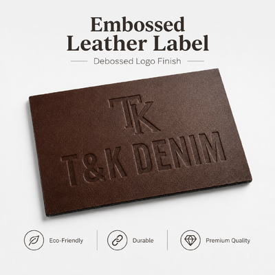 Patches de couro em relevo personalizados Ferro de transferência de calor em rótulos de couro genuíno projetados para roupas bolsas sapatos e chapéus