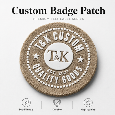 Patch de Logo em Silicone 3D Personalizado com Base de Tecido de Juta Natural para Marcas de Vestuário