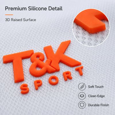 Etiquetas de transferência de calor de silicone personalizadas com resistência à lavagem, cor personalizada e opções de espessura múltipla